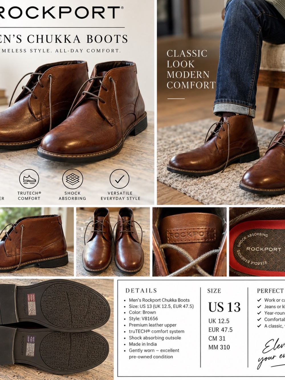 Rockport Men's Chukka Boots - Brown Leather
